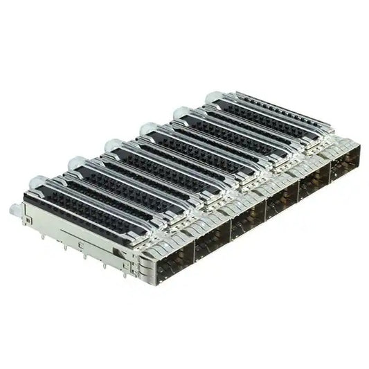 TE 2-2170708-5 ZQSFP+ Cage Ganged (1x6) With Heat Sink Connector EMI Springs Included Lightpipe