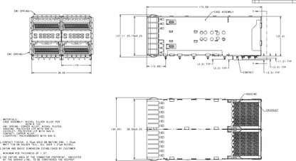 2227667-1 ZQSFP+ Receptacle With Cage Ganged (2x2) Connector 28 Gb/s Press-Fit Through Hole