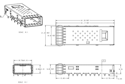 2170703-1 QSFP28 Cage 28 Gb/s Press-Fit NO Light Pipe