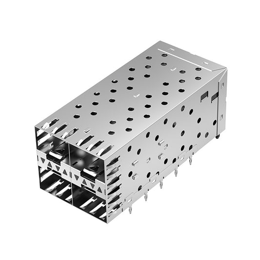 FT22AC01301 2x2 Port SFP Cage Connector Press-Fit With Outer LightPipe