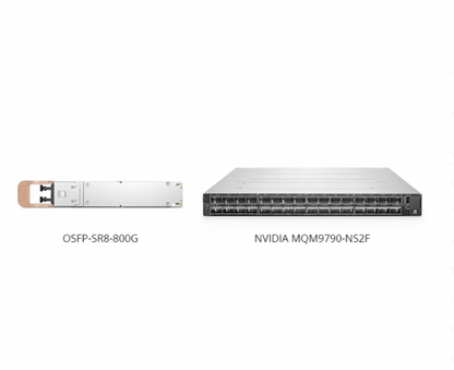 NVIDIA/Mellanox MMA4Z00-NS Compatible 800GBASE 2 x SR4/SR8 OSFP IHS/Finned Top 8 x 100G PAM4 850nm 50m Dual MPO-12/APC MMF InfiniBand NDR Transceiver Module