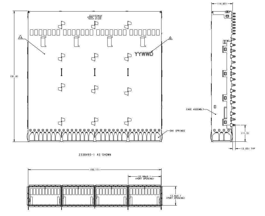 TE 2-2338495-1 OSFP Cage Ganged (1 x 4) Connector With Lightpipe