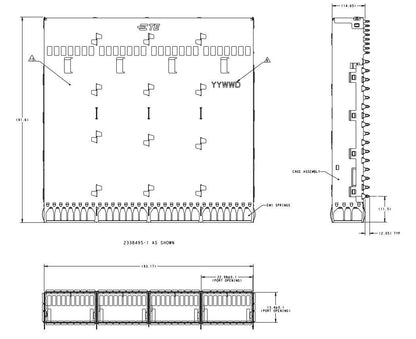 TE 2-2338495-1 OSFP Cage Ganged (1 x 4) Connector With Lightpipe