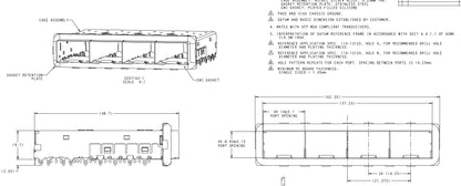 TE 2057162-1 SFP+ Cage Ganged (1 x 4) Connector 16 Gbs Right Angle