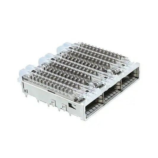 TE 2110412-2 QSFP+ 1x3 Cage with Heat Sink Connector Press-Fit Through Hole Included Lightpipe