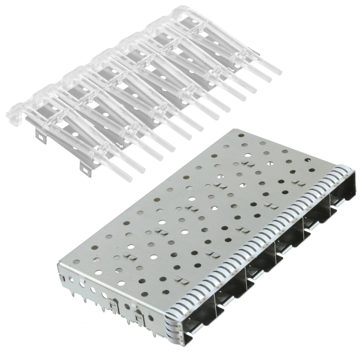TE 2110742-1 SFP+ Cage Ganged (1 x 6) Connector External Springs Included Lightpipe