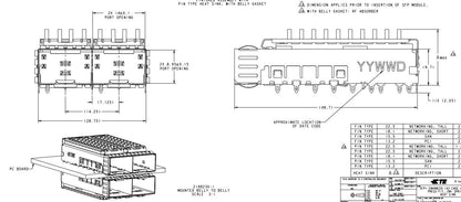TE 2198230-4 SFP+ 1x2 Cage With Heat Sink External Springs Through Hole Press-Fit