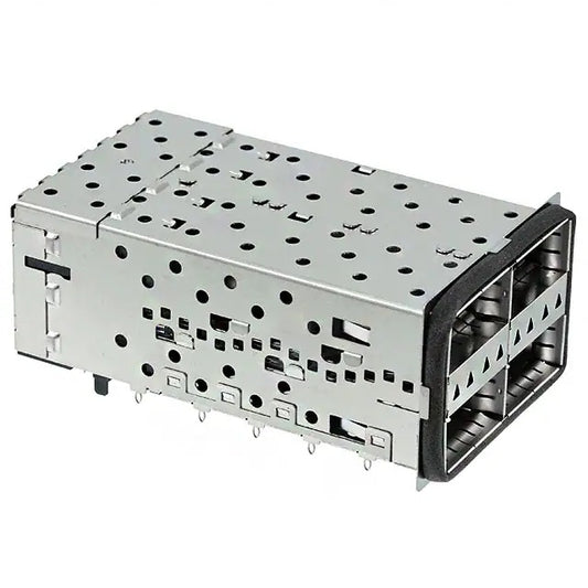 TE 2214574-8 QSFP+ Cage Ganged (2x2) with Heat Sink Connector Included Lightpipe Elastomeric Gasket