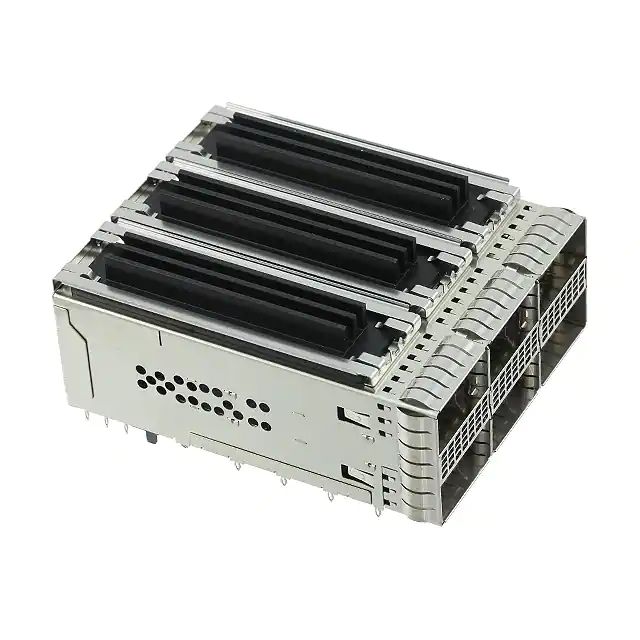 2299924-2 TE ZQSFP+ Receptacle with Cage Ganged (2x3) with Heat Sink Connector EMI Springs