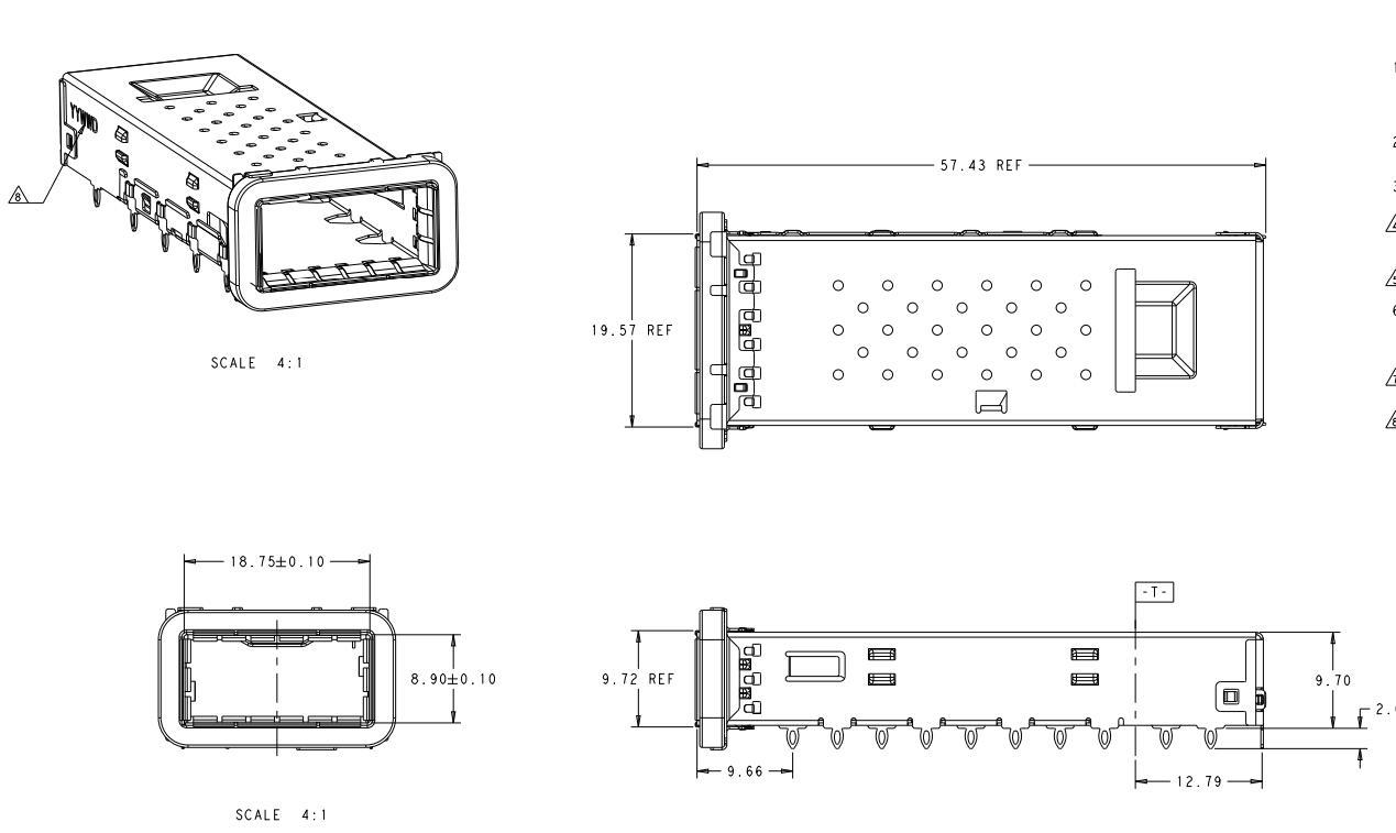 2170752-1 TE ZQSFP+ Cage Assembly With Heat Sink 1 Port 28 Gb/s