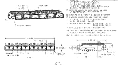 TE 2170708-1 ZQSFP+ Cage Ganged (1 x 6) with Heat Sink Connector Included Lightpipe Internal/External EMI Springs