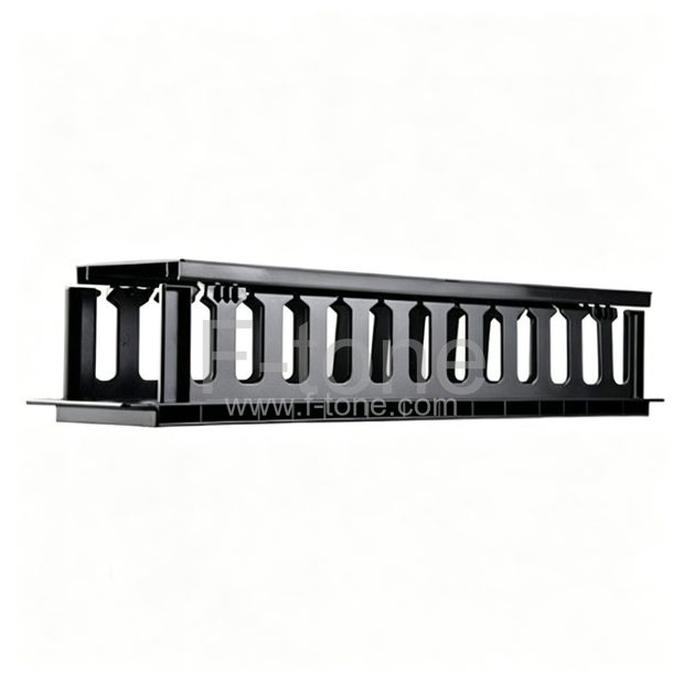 2U Horizontal Cable Management Panel Fixed Metal Rings