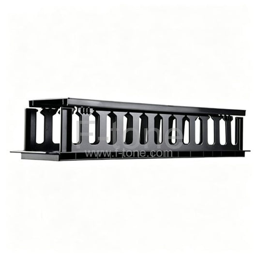 2U Horizontal Cable Management Panel Fixed Metal Rings