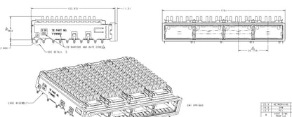 TE 2174754-2 QSFP Cage Ganged (1 x 4) with Heat Sink Connector 14 Gb/s Right Angle