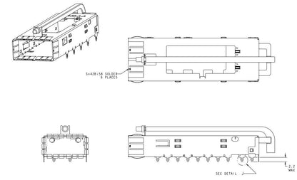 2143432-1 QSFP Cage Connector Press-Fit Through Hole Right Angle With Light Pipe