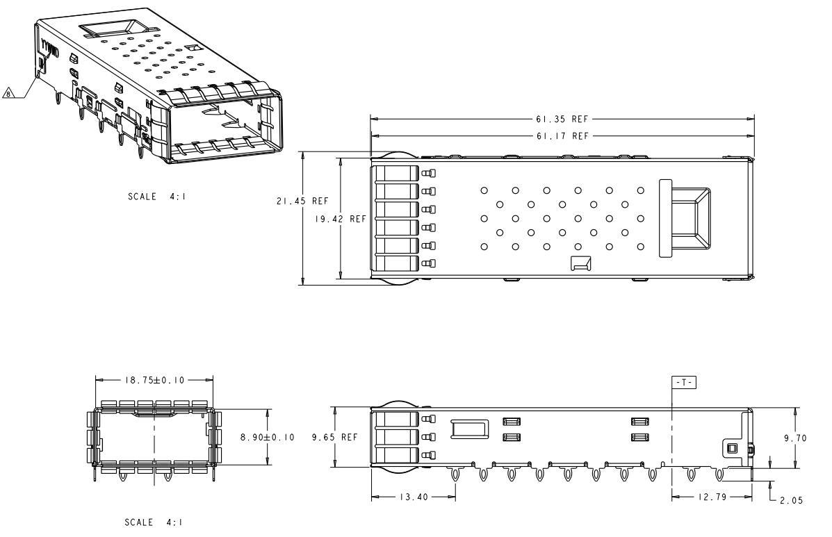 2170703-6 TE QSFP28 Cage With Heat Sink Connector Press-Fit Through Hole 28 Gb/s