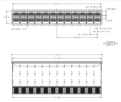 TE 2301210-2 zSFP+ Receptacle with Cage Ganged (2x12) Connector External Springs Thermally Enhanced