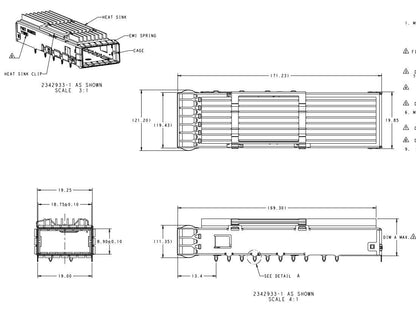 TE 2342933-3 QSFP-DD Cage With Heat Sink Connector Press-Fit Through Hole