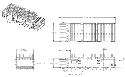 TE 2170704-1 Compatible QSFP28 1×1 Cage Assembly with Internal/External EMI Springs