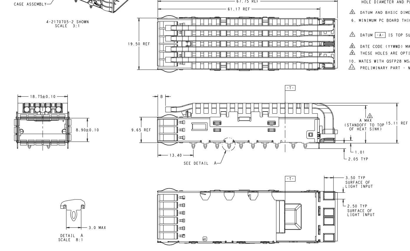 2170705-4 ZQSFP+ Cage With Heat Sink Press-Fit Through Hole Right Angle