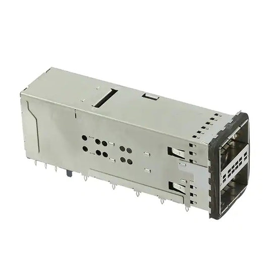 TE 2227224-1 ZQSFP+ Receptacle with Cage Ganged (2x1) Connector Press-Fit Through Hole Right Angle
