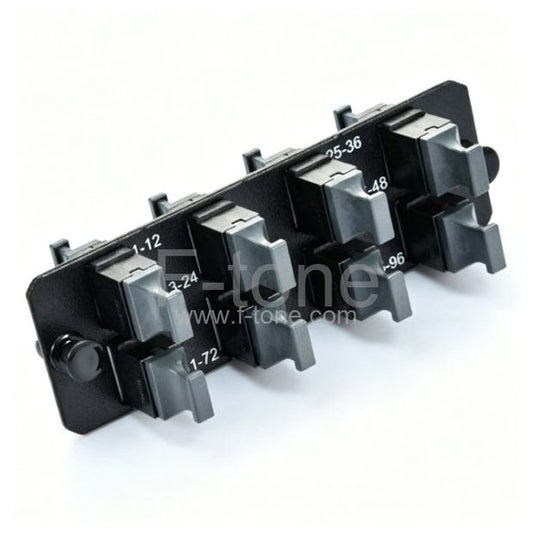 Fiber Adapter Panel with 8 MTP(12/24F) Keyup/Keydown Adapters (Black), Horizontal
