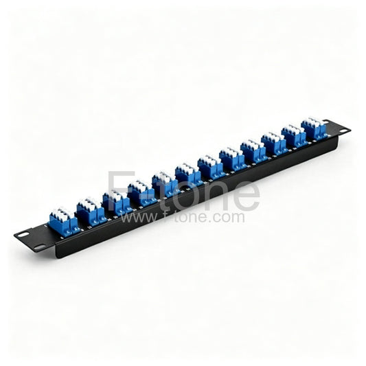 1U High 19' Fiber Patch Panel, 96 Fibers, 24 Ports LC Quad 9/125 Single Mode Fiber Adapters