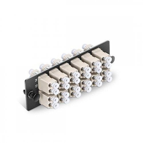 Fiber Adapter Panel with 12 LC Duplex OM1/OM2 Multimode Adapters (Electric Ivory), Zirconia Ceramic