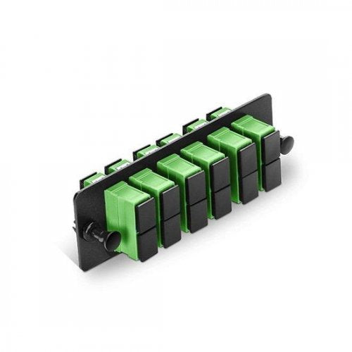 Fiber Adapter Panel 6x SC APC Duplex OS2 Singlemode Adapters (Green), Zirconia Ceramic