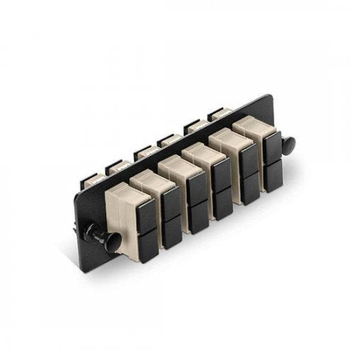 Fiber Adapter Panel with 6 SC Duplex OM1/OM2 Multimode Adapters (Electric Ivory), Zirconia Ceramic