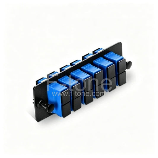 Fiber Adapter Panel with 6 SC Duplex OS2 Singlemode Adapters (Blue), Zirconia Ceramic
