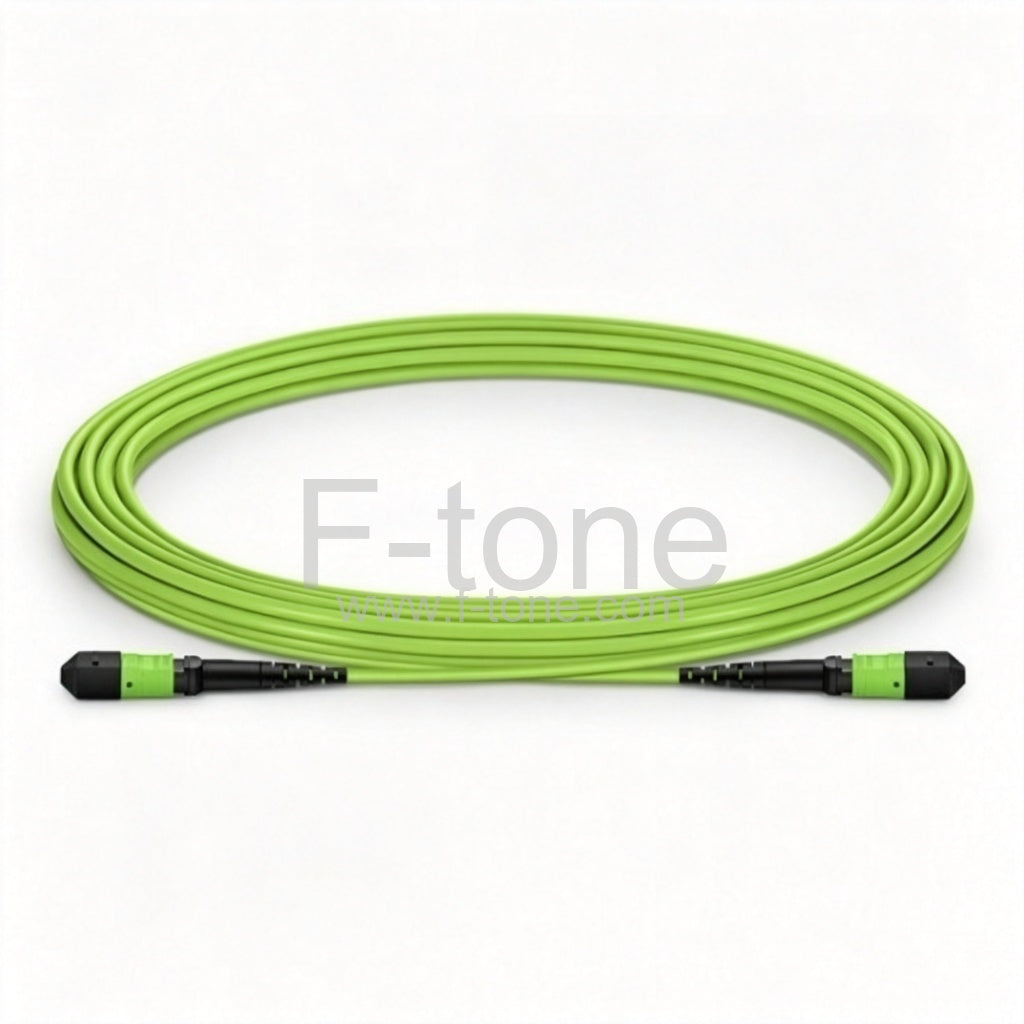 MTP-24 to MTP-24 OM5 Multimode Fiber Jumper Cable MTP 24 Fibers Type B, LSZH(Riser), Lime Green