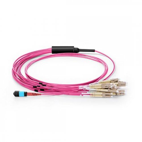 1M MTP Female to 10 LC UPC Duplex 20 Fibers OM4  Multimode Harness Cable, Polarity B, Elite, LSZH Bunch