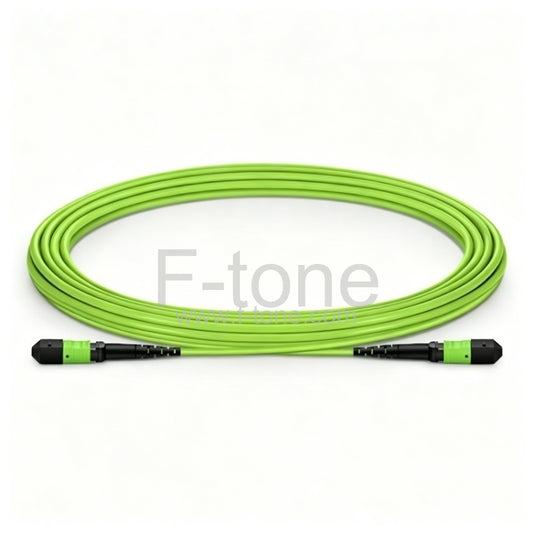 MPO-12 (Female) to MPO-12 (Female) OM5 Multimode MPO Jumper Cable, 12 Fibers, Type B, LSZH(Riser), Lime Green