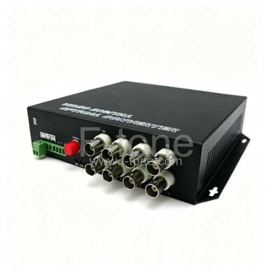 8 Channel Video & 1 Channel Bi-Directional Data & Ethernet to Fiber SM 20km Optical Video Multiplexer