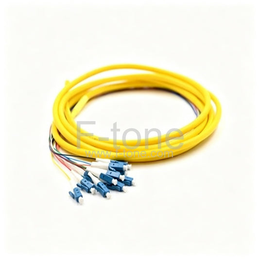 5M 12 Fibers LC/UPC 9/125 Singlemode Slim Trunk 3.0mm Bunch Fiber Pigtail with 0.9/2.0mm Breakout