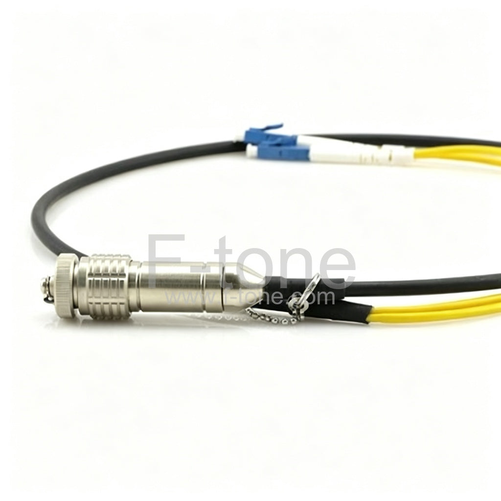 ODC Plug to LC/SC/ST/FC Singlemode 2 Fibers Cable with Outdoor Metal Connector