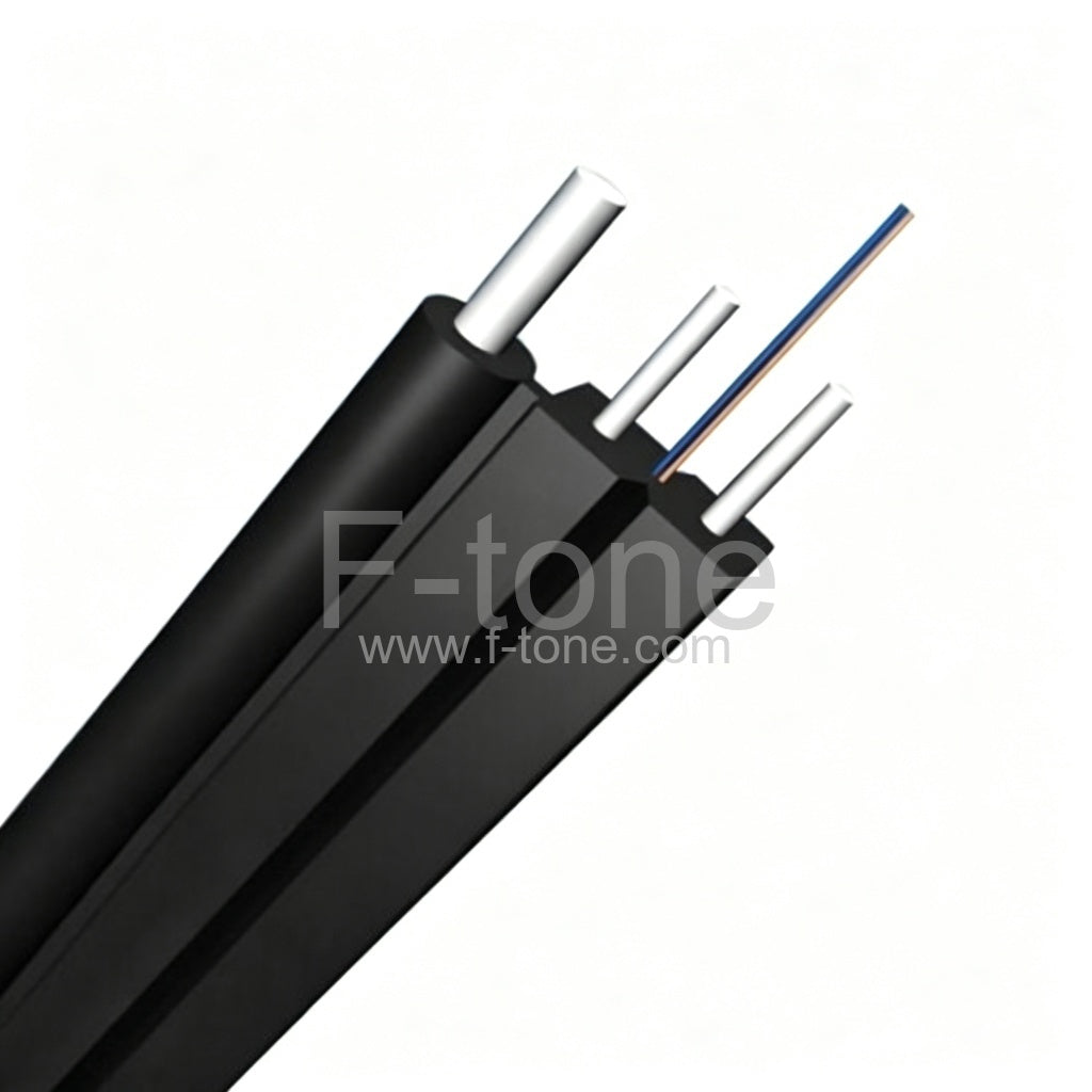 1 Fiber Single-mode Metal Strength member Messenger Wire LSZH FTTH Drop Cable-GJXFH