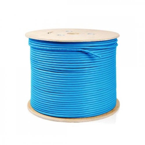 100m (328ft) Spool Cat6 Shielded and Foiled(SFTP) Solid PVC Bulk Ethernet CableBlue