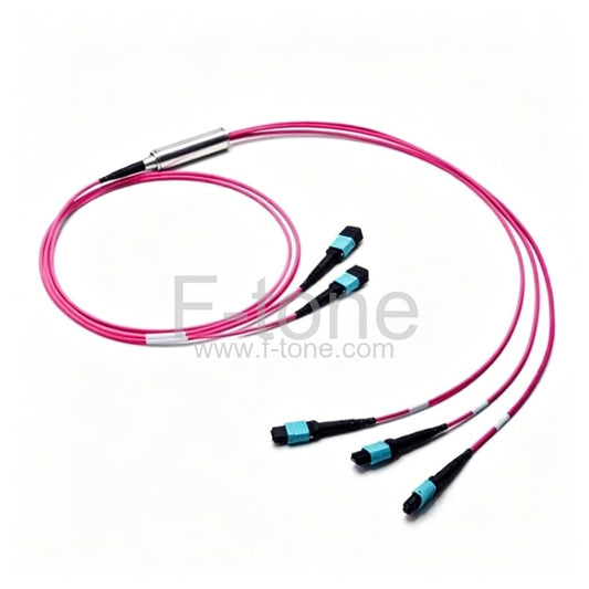 30M 2x MTP Female to 3x MTP Female 24 Fibers OM4 Multimode Conversion Cable, Polarity B, LSZH Bunch