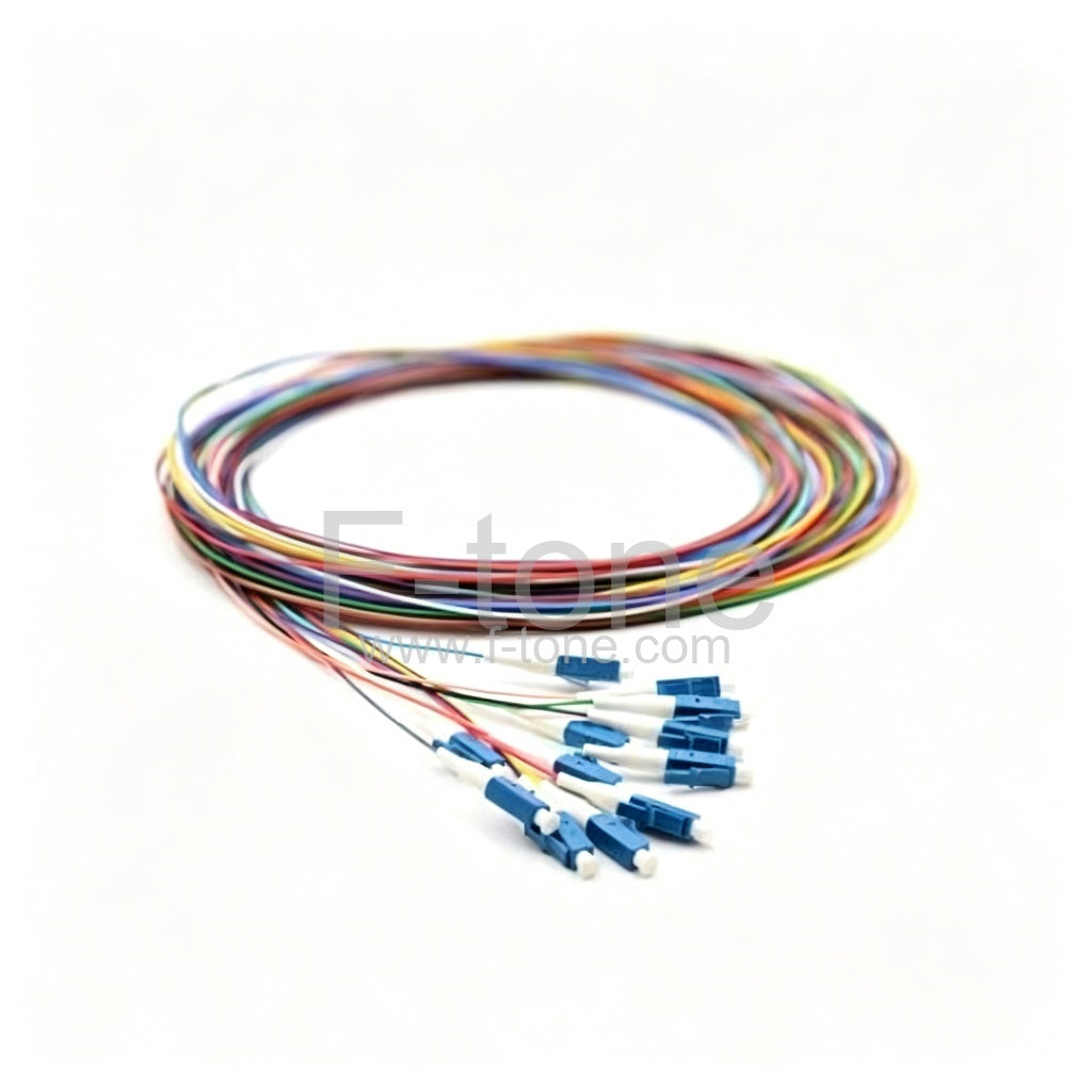 2M 12 Fibers ST/UPC SingleMode ColorCoded Fiber Optic Pigtail, Unjacketed