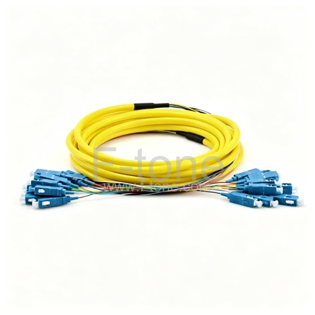 12 Fibers SC to SC 9/125 Single Mode MultiFiber PreTerminated Breakout Trunk Cable