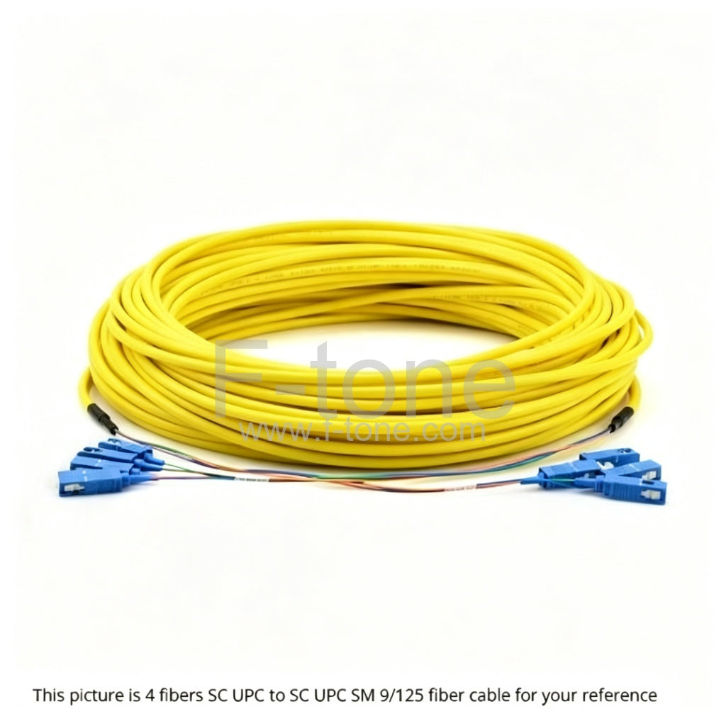 4 Fibers SC to SC 9/125 Single Mode  MultiFiber PreTerminated Breakout Trunk Cable