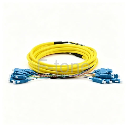 12 Fibers SC to ST 9/125 Single Mode  MultiFiber PreTerminated Breakout Trunk Cable
