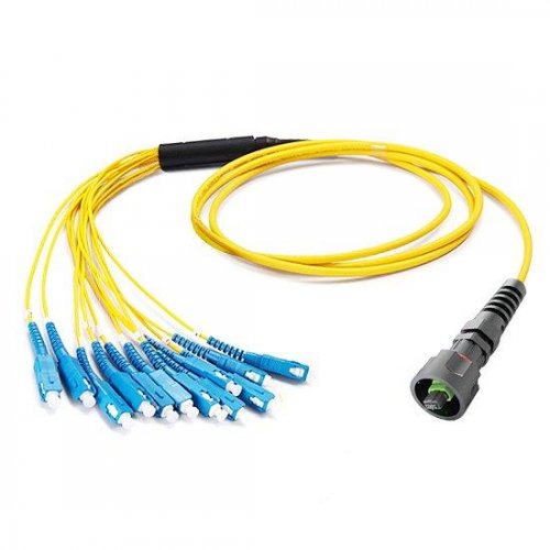 12 Fibers IP67 MPO to Standard LC/SC/ST/FC OM3/OM4 Waterproof Fiber Optic Patch Cable