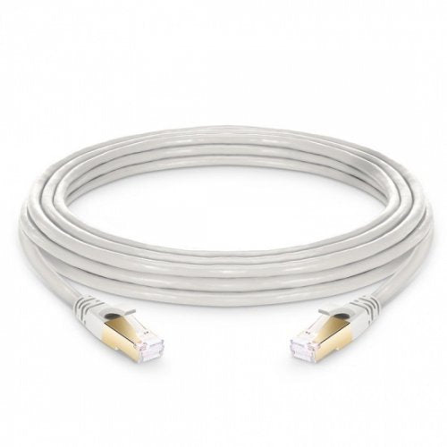 Cat8 Patch Cable Snagless Shielded (SFTP) PVC CM Ethernet Network, Off-White 20ft (6.1m)