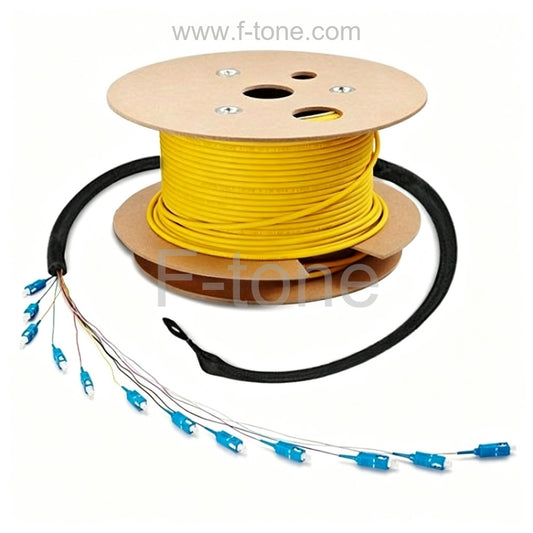 4 Fiber Pulling eye Pre-terminated Singlemode Fiber Cable 100M