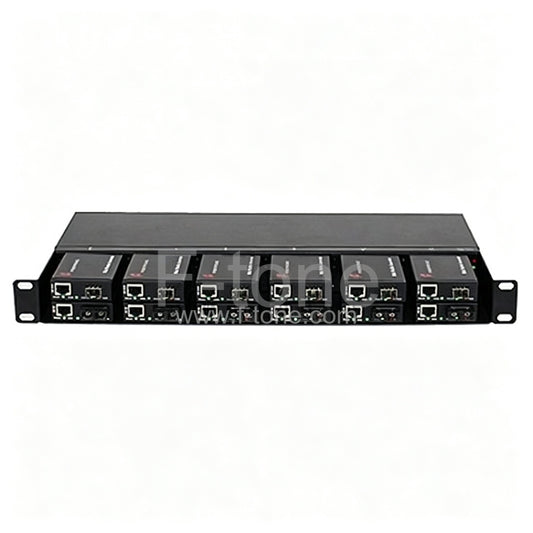 1U Height 12 Slots Mini Media Converter Rack Mount Chassis with Dual Power DC -48V