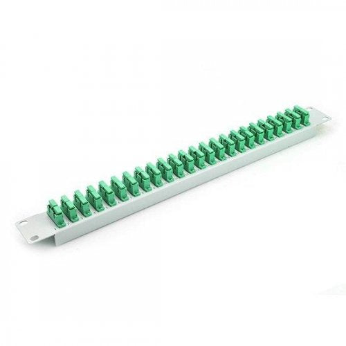 E2000 Fiber Panel 24x E2000 APC Duplex OS2 SingleMode Adapters 48 Fibers 1RU 19'