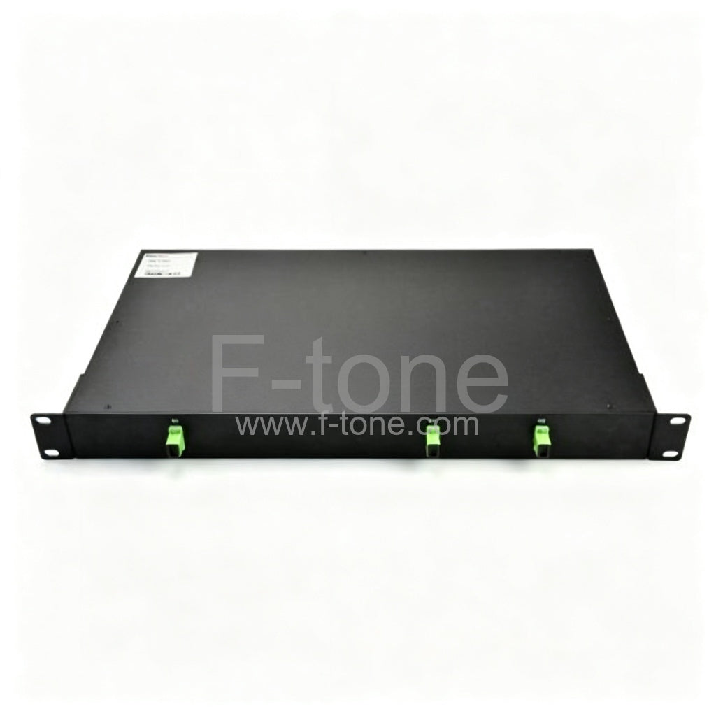1x2 Fiber PLC Splitter with 1U 19 Rack Mount Metal Box
